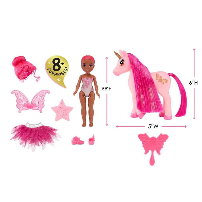 ام جي اي MGA Entertainment Dream Bella Color Change Surprise Little Fairies 5.5 بوصة دمية وLittle Unicorn 2 Pack - Jaylen and Ribbon Pink Fairy وUnicorn لعبة هدية رائعة للأطفال من سن 3 4 5+ - Image 5